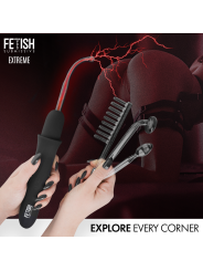 Mango de silicona negro del wand Fetish Submissive con cabezal curvo encendido y tres cabezales de cristal