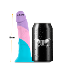 Dildo Asher Pastel de 18 cm junto a lata para escala de tamaño real