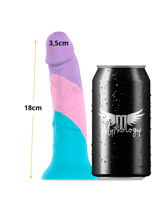 Dildo Asher Pastel de 18 cm junto a lata para escala de tamaño real