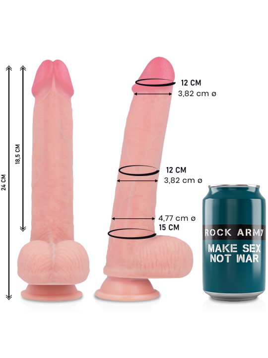 Rockarmy - Kingcobra Dildo Realístico Liquid Silicone 24 cm Ø 4.77 cm