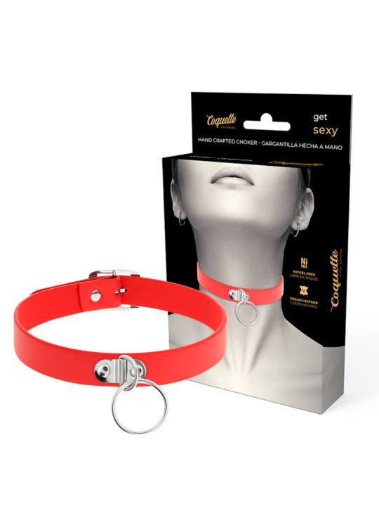 Coquette Chic Desire - Collar Cuero Vegano Rojo Accesorio Woman Fetish