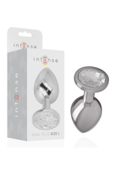 Intense - Plug Anal Metal Aluminio con Cristal Plata Talla L