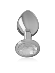 Intense - Plug Anal Metal Aluminio con Cristal Plata Talla L