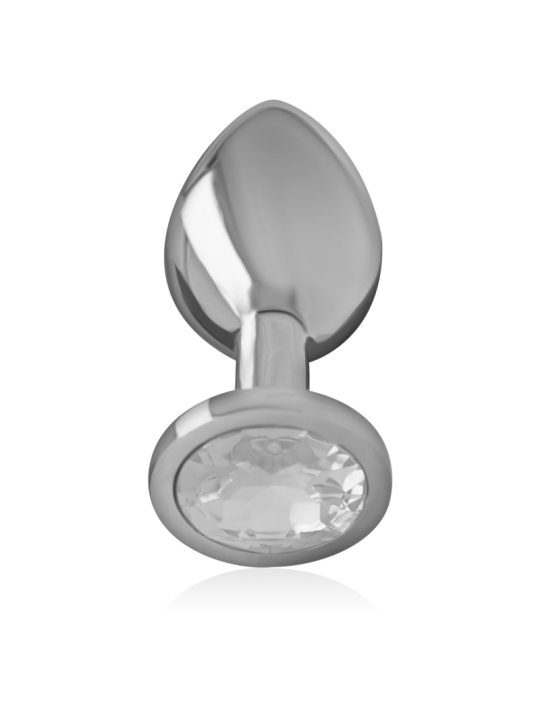 Intense - Plug Anal Metal Aluminio con Cristal Plata Talla L