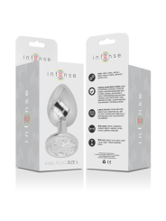 Intense - Plug Anal Metal Aluminio con Cristal Plata Talla L