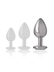 Intense - Plug Anal Metal Aluminio con Cristal Plata Talla L