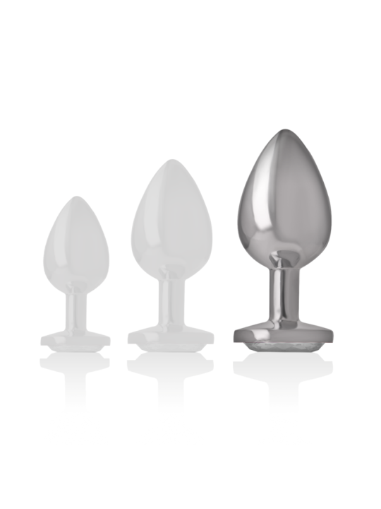 Intense - Plug Anal Metal Aluminio con Cristal Plata Talla L