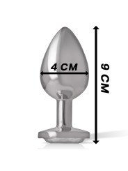 Intense - Plug Anal Metal Aluminio con Cristal Plata Talla L
