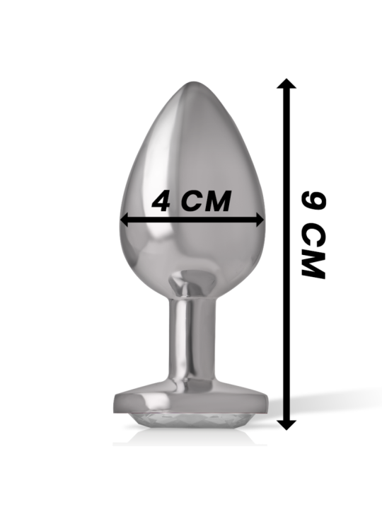 Intense - Plug Anal Metal Aluminio con Cristal Plata Talla L