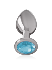 Intense - Plug Anal Metal Aluminio con Cristal Azul Talla M