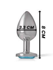 Intense - Plug Anal Metal Aluminio con Cristal Azul Talla M