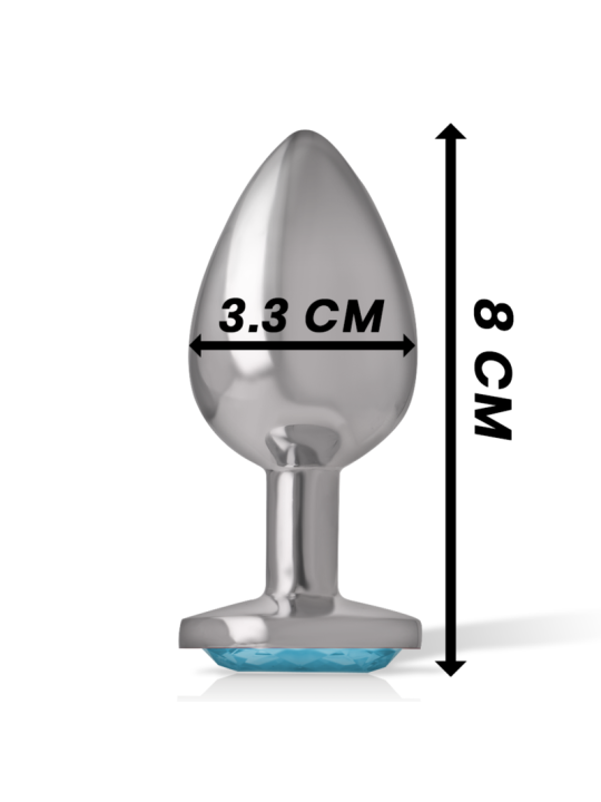 Intense - Plug Anal Metal Aluminio con Cristal Azul Talla M