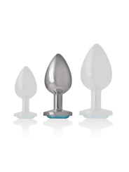 Intense - Plug Anal Metal Aluminio con Cristal Azul Talla M
