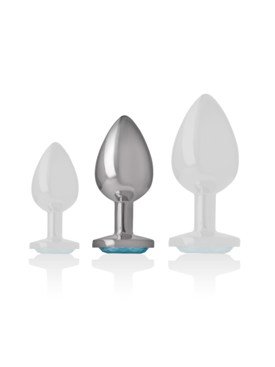 Intense - Plug Anal Metal Aluminio con Cristal Azul Talla M