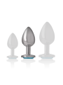 Intense - Plug Anal Metal Aluminio con Cristal Azul Talla M