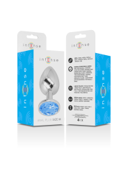 Intense - Plug Anal Metal Aluminio con Cristal Azul Talla M