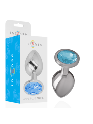 Intense - Plug Anal Metal Aluminio con Cristal Azul Talla L
