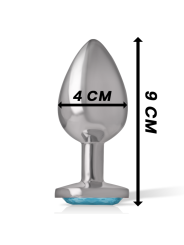 Intense - Plug Anal Metal Aluminio con Cristal Azul Talla L