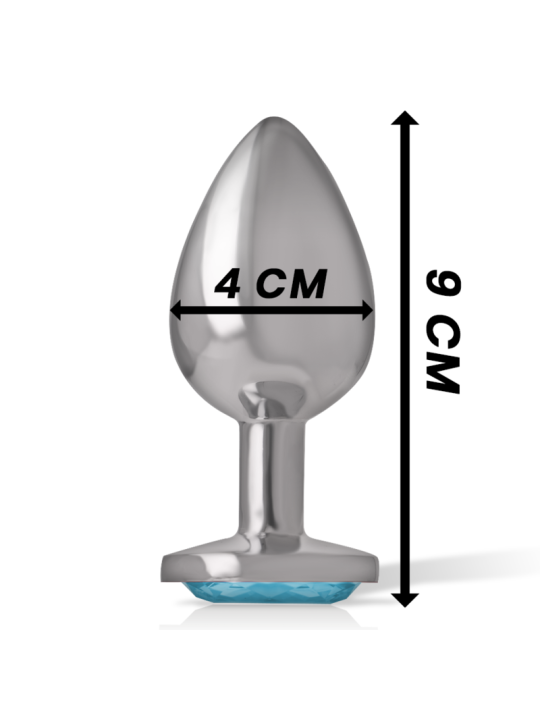 Intense - Plug Anal Metal Aluminio con Cristal Azul Talla L