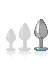 Intense - Plug Anal Metal Aluminio con Cristal Azul Talla L