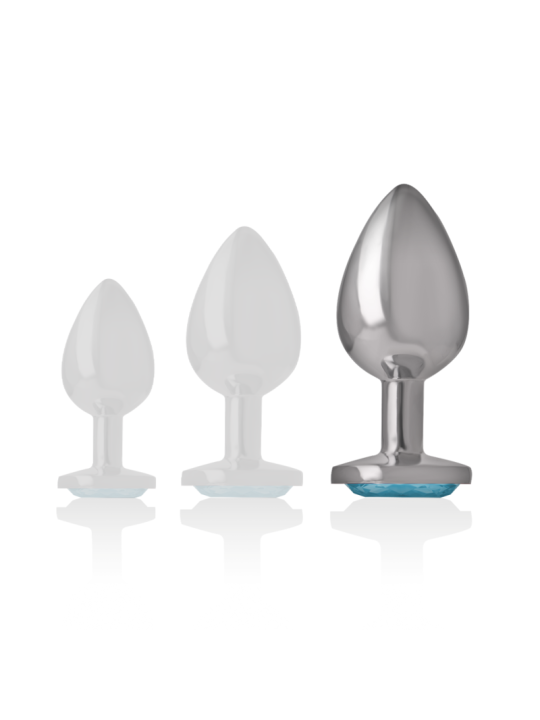Intense - Plug Anal Metal Aluminio con Cristal Azul Talla L