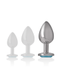 Intense - Plug Anal Metal Aluminio con Cristal Azul Talla L