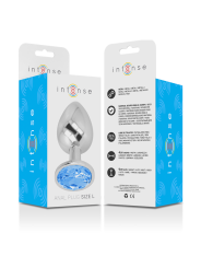 Intense - Plug Anal Metal Aluminio con Cristal Azul Talla L