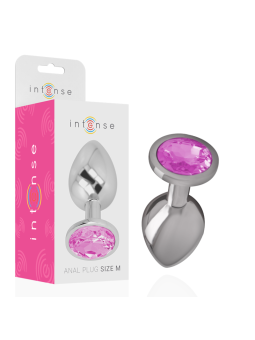 Intense - Plug Anal Metal Aluminio con Cristal Rosa Talla M