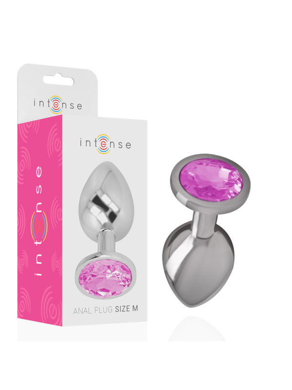 Intense - Plug Anal Metal Aluminio con Cristal Rosa Talla M