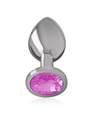 Intense - Plug Anal Metal Aluminio con Cristal Rosa Talla M