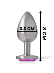 Intense - Plug Anal Metal Aluminio con Cristal Rosa Talla M