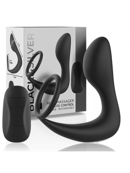 Black&Silver - Masajeador Anal Control Remoto Silicona Recargable Negro