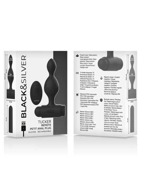 Black&Silver - Tucker Pequeño Plug Anal Silicona Control Remoto