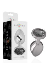 Intense - Plug Anal Metal Aluminio con Cristal Negro Talla L