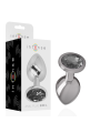 Intense - Plug Anal Metal Aluminio con Cristal Negro Talla L