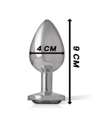 Intense - Plug Anal Metal Aluminio con Cristal Negro Talla L