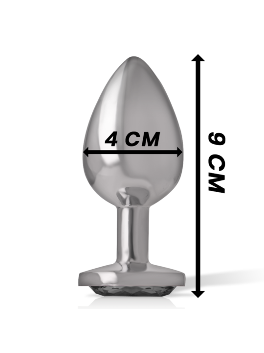 Intense - Plug Anal Metal Aluminio con Cristal Negro Talla L