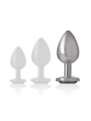 Intense - Plug Anal Metal Aluminio con Cristal Negro Talla L