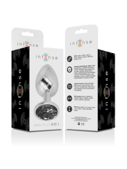 Intense - Plug Anal Metal Aluminio con Cristal Negro Talla L