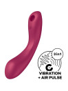 Satisfyer Curve Trinity 1 rojo, succionador de clítoris 3 en 1 con abertura de aire pulsado y brazo curvado para el punto G
