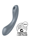 Satisfyer Curve Trinity 1 vista lateral, color gris, con indicador 3 en 1 Air Pulse y vibración
