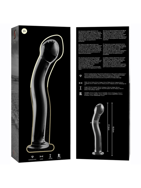 Nebula Series by Ibiza - Modelo 18 Dildo Cristal Transparente 18.5 cm Ø 3.5 cm