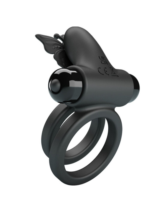 Pretty Love - Doble Anillo Vibrador con Estimulador Negro