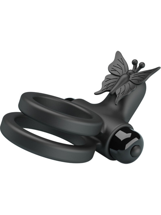 Pretty Love - Doble Anillo Vibrador con Estimulador Negro