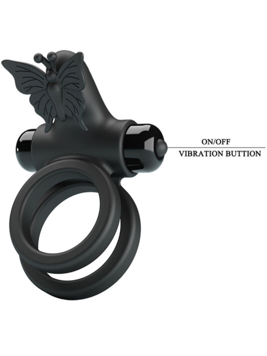Pretty Love - Doble Anillo Vibrador con Estimulador Negro
