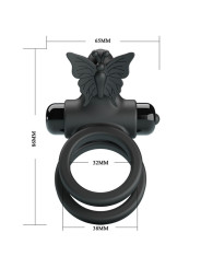 Pretty Love - Doble Anillo Vibrador con Estimulador Negro