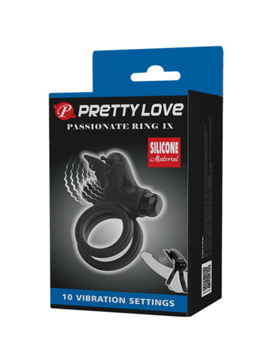Pretty Love - Doble Anillo Vibrador con Estimulador Negro