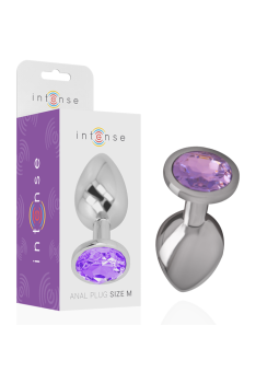 Intense - Plug Anal Metal Aluminio con Cristal Violeta Talla M