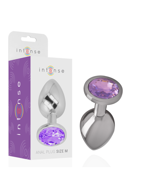 Intense - Plug Anal Metal Aluminio con Cristal Violeta Talla M