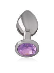 Intense - Plug Anal Metal Aluminio con Cristal Violeta Talla M